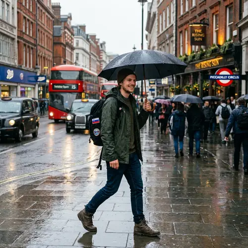 Slovenian Guy Exploring London in the Rain