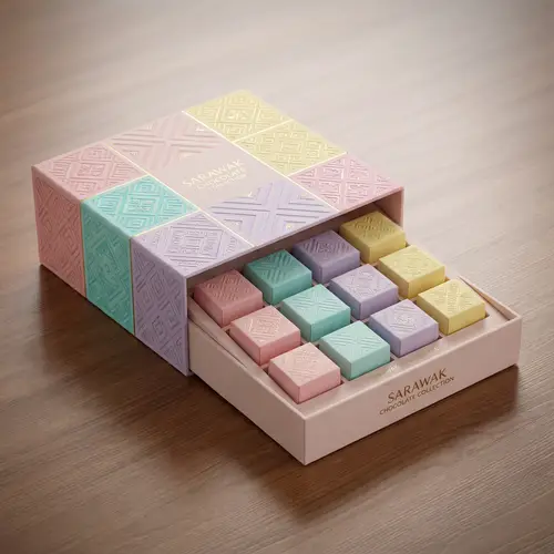 Elegant Chocolate Packaging with Linangkit Patterns