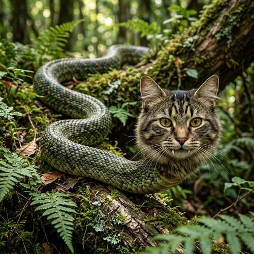 Unique Snake-Cat Hybrid Creature Photo