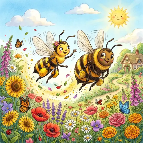 Colorful Children's Book with Energetic Female Bee Protagonist