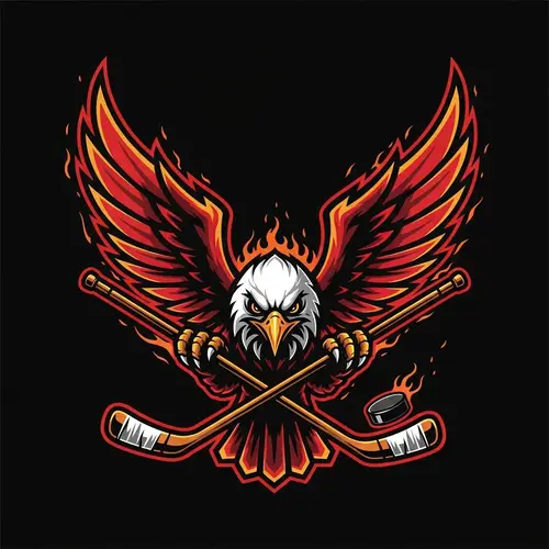 Eagle Sport Mascot Logo in Hockey & Fire Colors