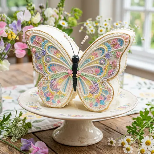 Charming Butterfly Cake with Whimsical Frosting