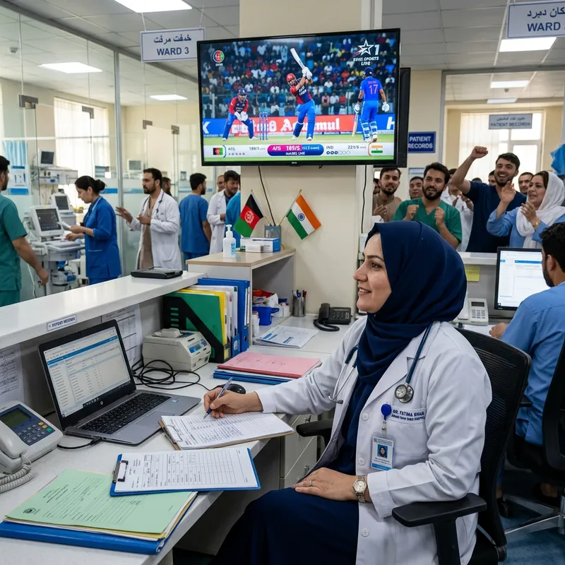 Afghan Female Doctor at Hospital: Watching Afg vs Ind Cricket Match