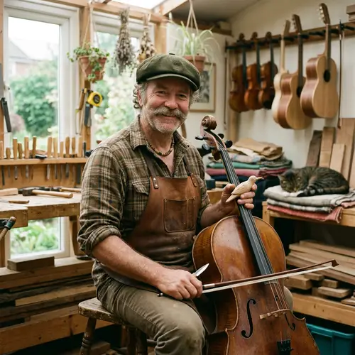 Craftsperson Musician in a Charming Rustic Setting