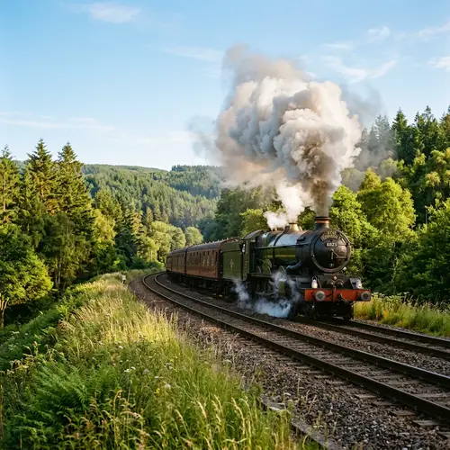 Old-Fashioned Steam Train Journey Through Forest | Vintage Locomotive