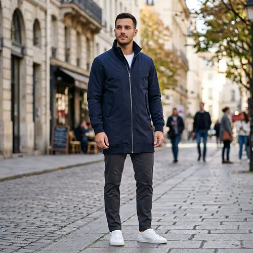 Minimalist Bomber Jacket with Standing Collar