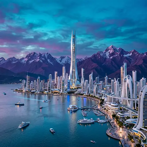 Futuristic Cityscape with Silver Tower