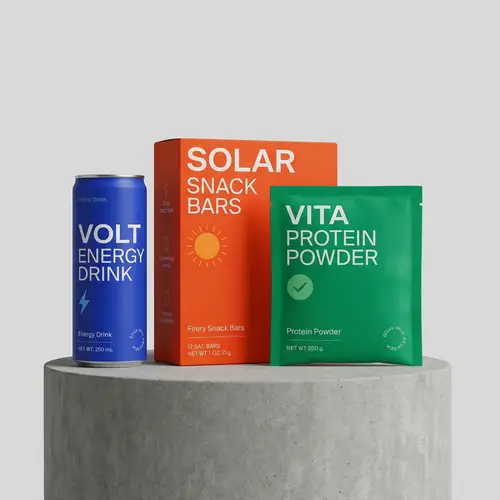 Modern Product Packaging Design with Bold Colors