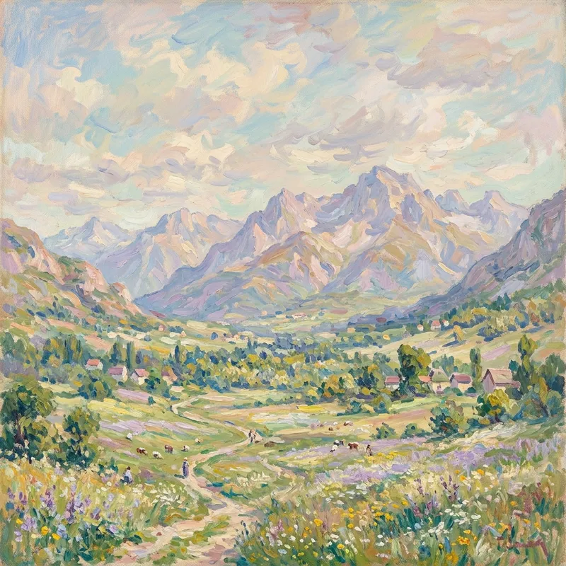 Impressionist Mountain Landscape Art