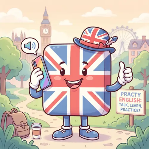Cute British Flag Cartoon for Practy English Service