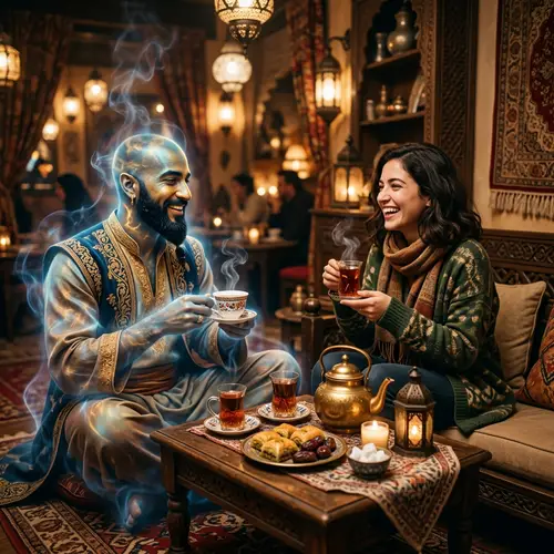 Jinn Enjoying Tea Together