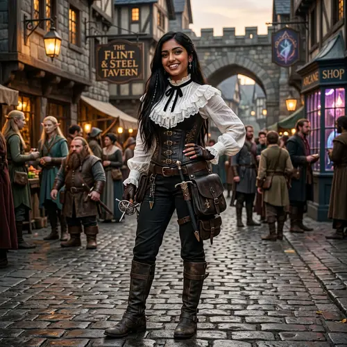 South Asian Female Dhampir in High Fantasy Dungeons & Dragons Setting