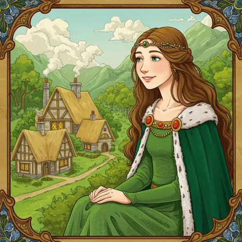 Happy Medieval Princess Contemplating Her Subjects