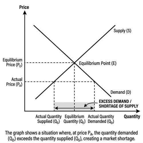 Demand and Supply Diagram: Excess Demand Explained