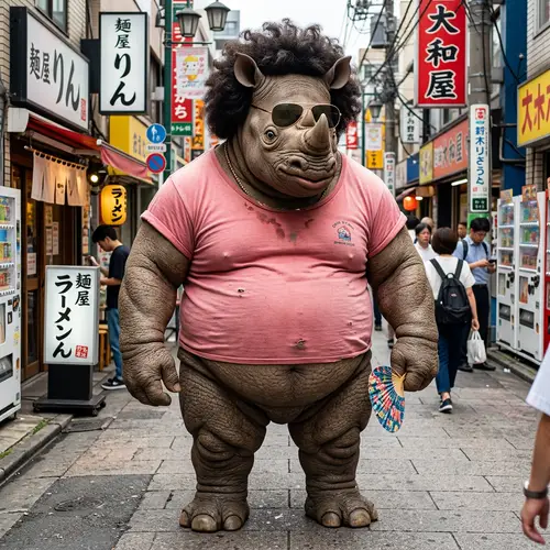Amiable Sumo Creature in Pink Shirt & Sunglasses