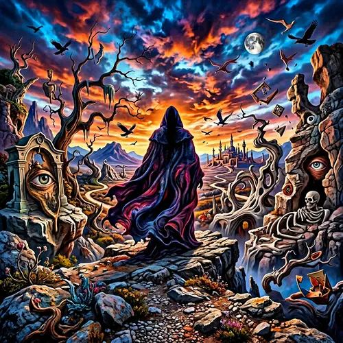 Enigmatic Figure in Surrealistic Shadows | Salvador Dali Influence