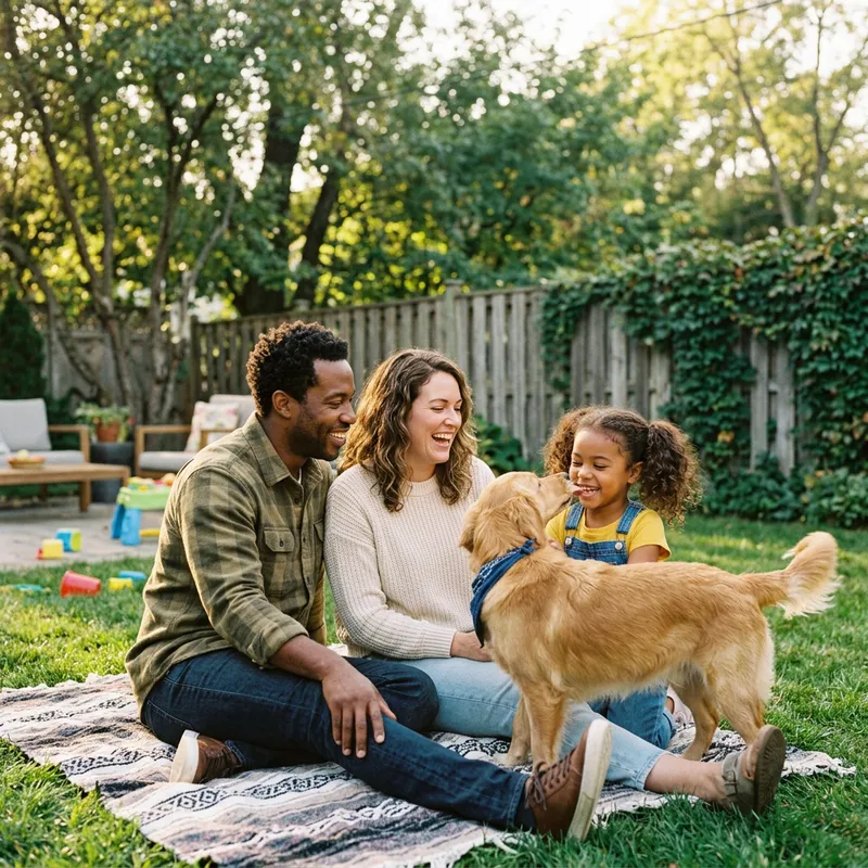 Interracial Family Bonding with Daughter & Dog