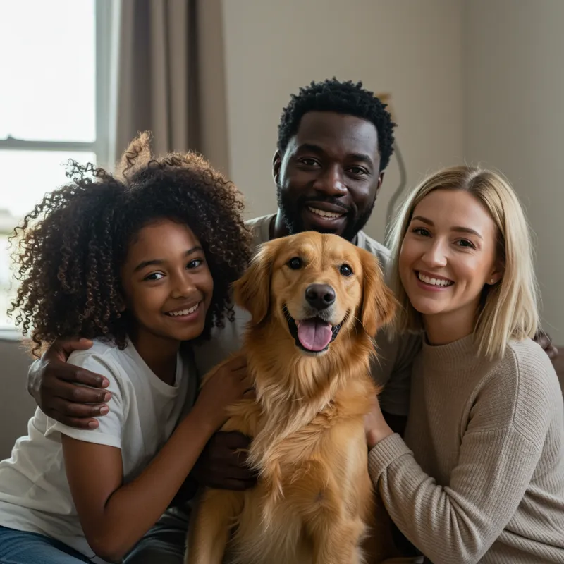 Interracial Family Bonding with Daughter & Dog