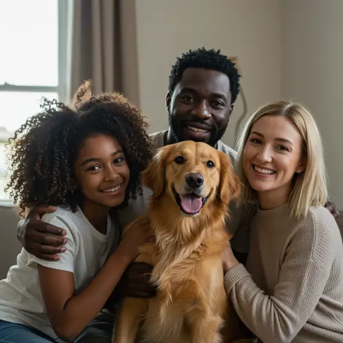 Interracial Family Bonding with Daughter & Dog