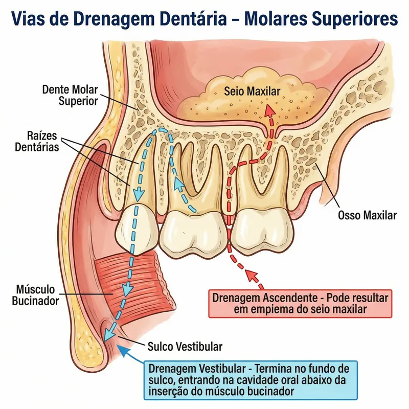 Illustrated Dental Drainage Pathways of Upper Molars