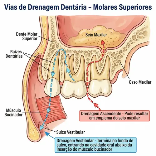 Drainage Paths of Teeth: Upper Molars Illustration