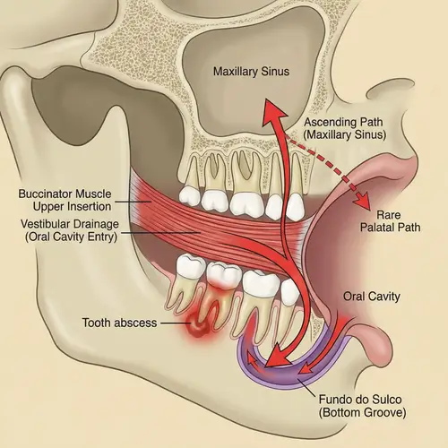 Abscess Drainage Path: Fundo do Sulco to Oral Cavity & Maxillary Sinus