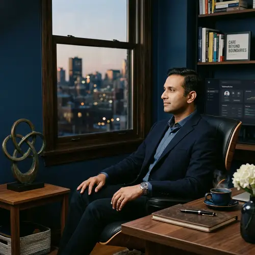 Serenity & Sophistication: South Asian Male Doctor in Tranquil Setting