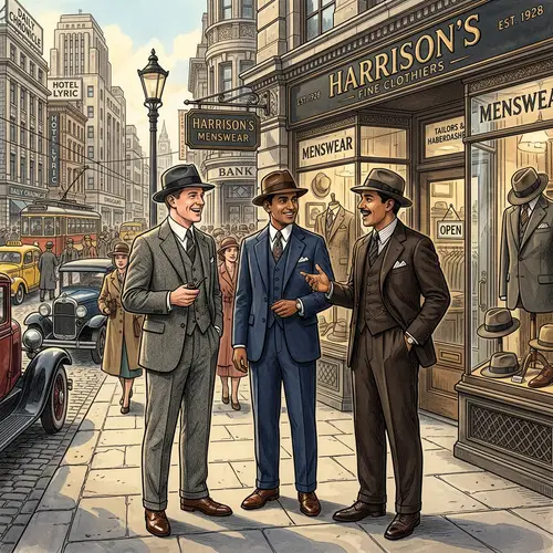 1930s Classic Suits Conversation | Men's Fashion Illustration