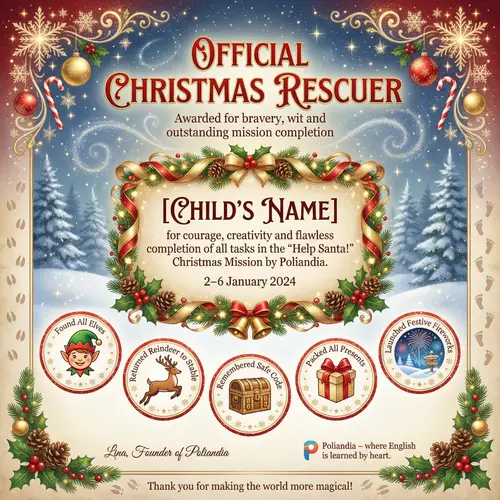 Official Christmas Rescuer Certificate for Kids