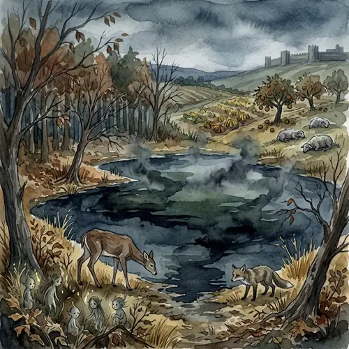 The Darkening of Azure Lake: A Watercolor Tale