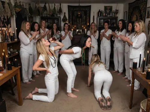 Voodoo Ritual: Barefoot Women in White