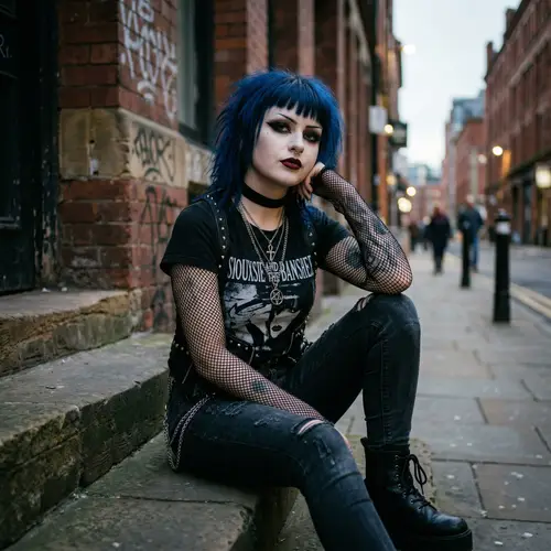 Gith Girl with Big Tits and Blurry Hair