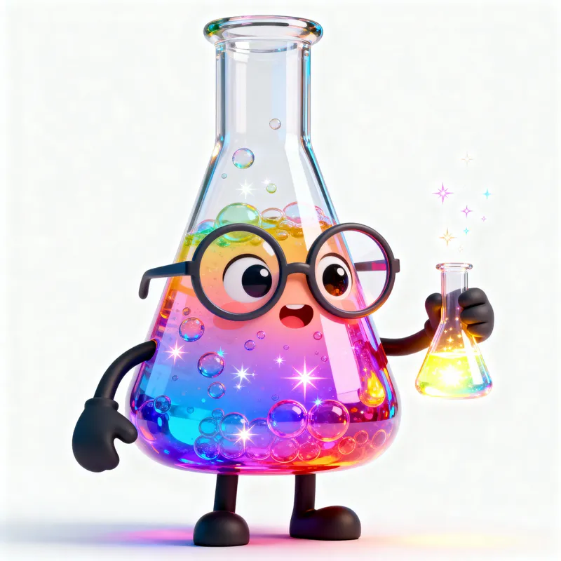 Cute Erlenmeyer Flask Mascot - Kawaii 3D Character