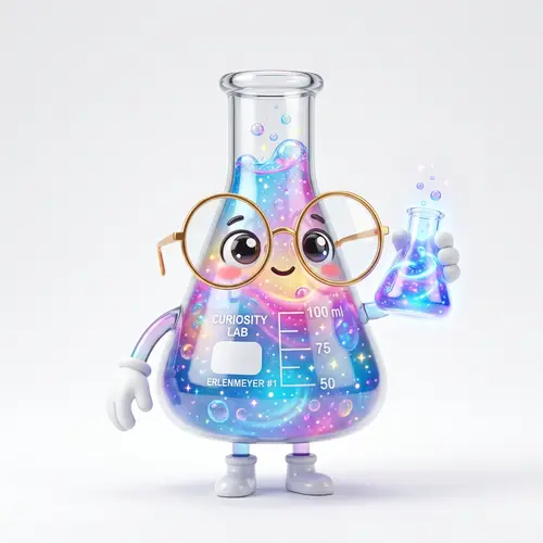 Cute Erlenmeyer Flask Mascot - Kawaii 3D Character