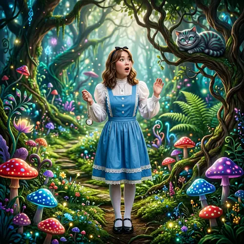 Pop Singer in Wonderland-Inspired Outfit | Magical Forest Scene