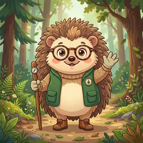 Cartoon Hedgehog Mascot with Round Persol Glasses