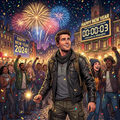 Action-Packed New Year Celebration in City Square