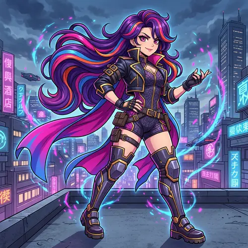 Bold Anime Character with Exaggerated Bust