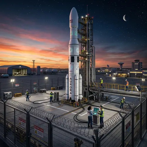 Grand Space Rocket Launch at Expansive Spaceport