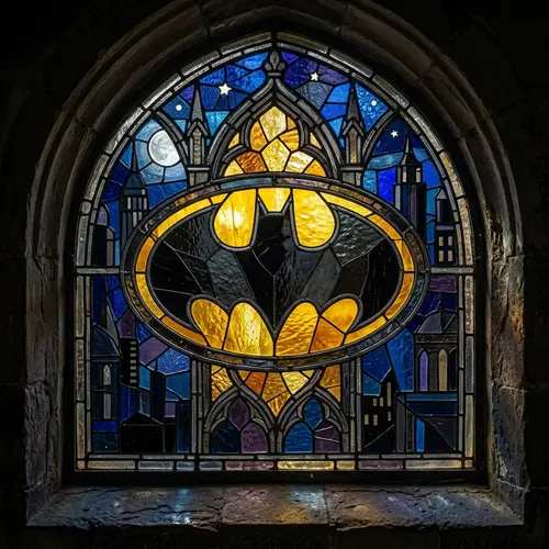 Batman Stained Glass Mosaic Logo Design