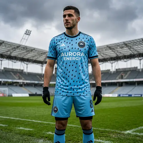 Sky and Black Rain Drop Football Jersey