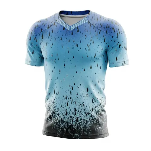 Sky and Black Rain Drop Football Jersey