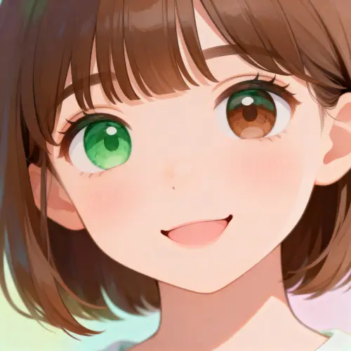 Kawaii Girl with Heterochromia and Curtain Bangs