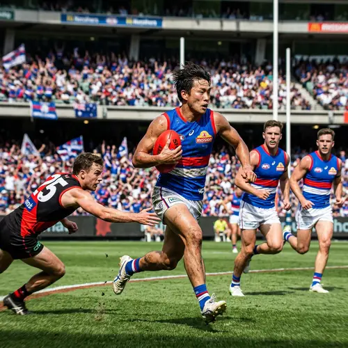 Asian AFL Footballer: Lightning-Fast Action Shot