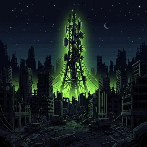 Dystopian Pixel Art: A City in Ruins