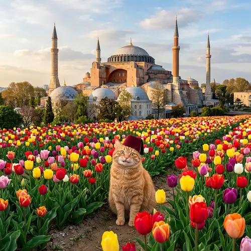 Hagia Sophia Mosque & Tulip Field in Istanbul