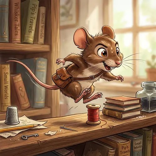 Animated Brown Mouse with Little Ears and Big Eyes