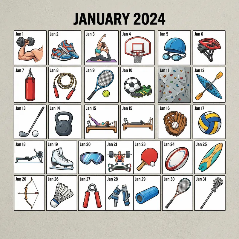 January 2024 Training Calendar | Sports Squares Imagery