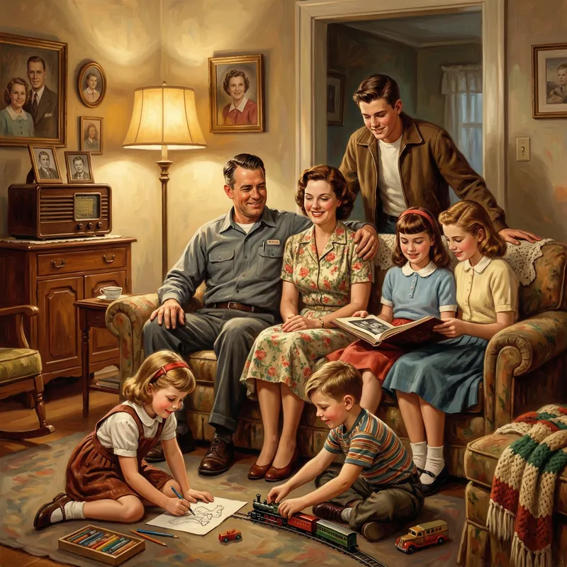 1950s Family Nostalgia: A Heartwarming Scene