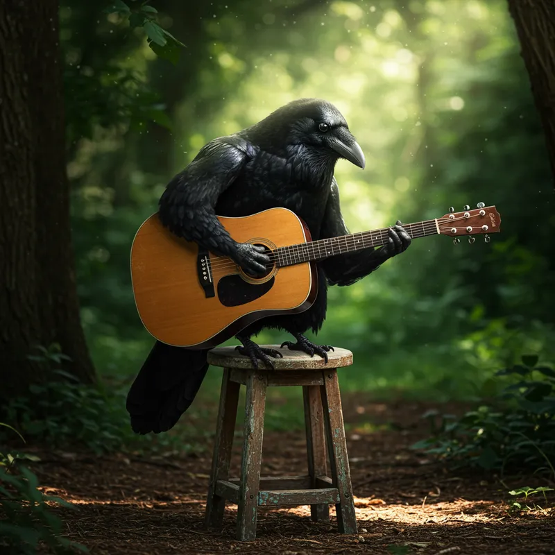 Raven Bird Playing Guitar: A Unique Musical Moment